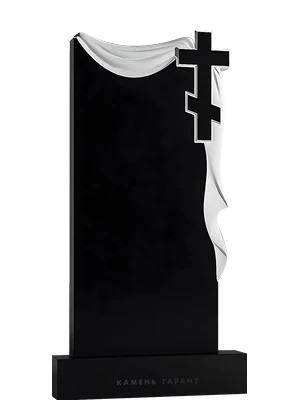 Вертикальный памятник с драпировкой и православным крестом